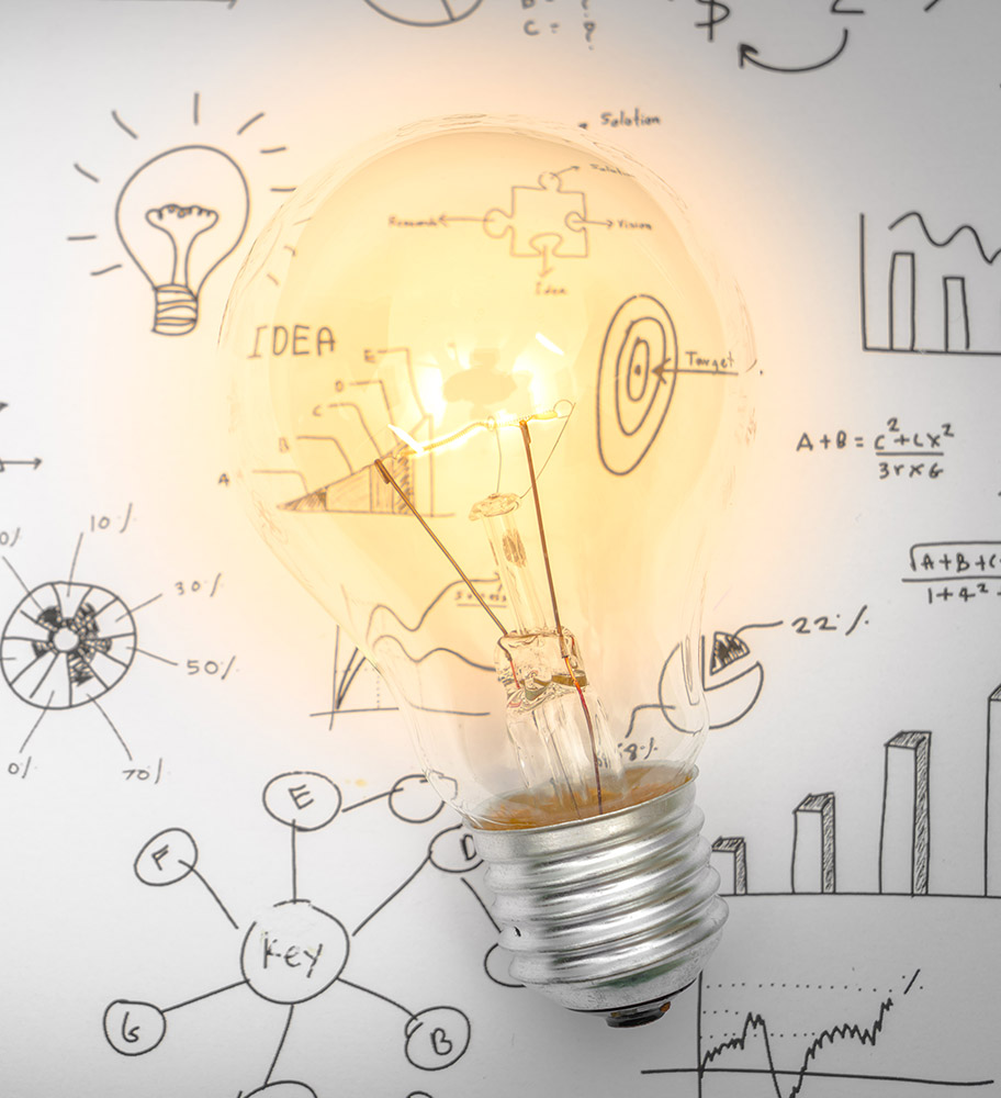 Light bulb with drawing graph